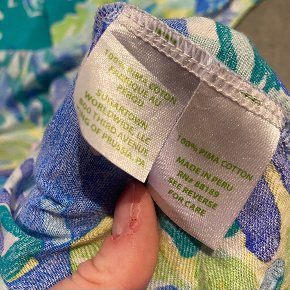 Lilly Pulitzer Sz Small 100% Pima Cotton Kinsey Tank Top in print Wade and Sea - Picture 3 of 4